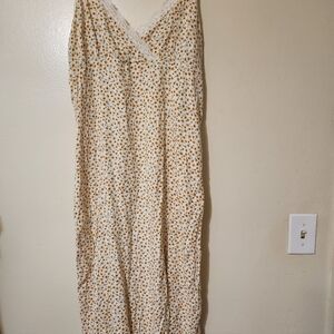 Slip Dress Lace Yellow Ditsy Floral Cottagecore Juniors Sizing 12 Med Maxi New